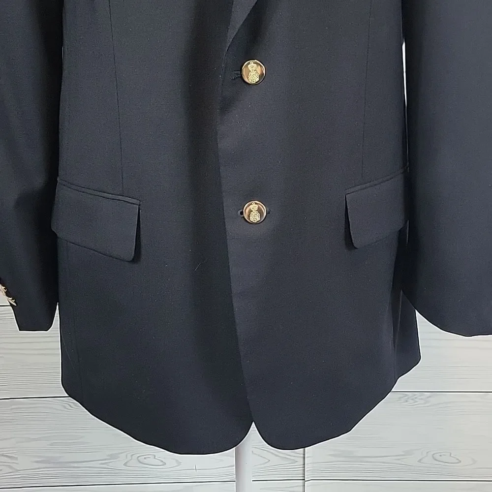 Saville Row Classic Navy Blazer 100% Wool Mens Size 41 R
